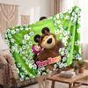 Masha and the Bear Personalized Flannel Blanket, Custom Printed Text Name, Warm Soft Blanket For Couch Bed