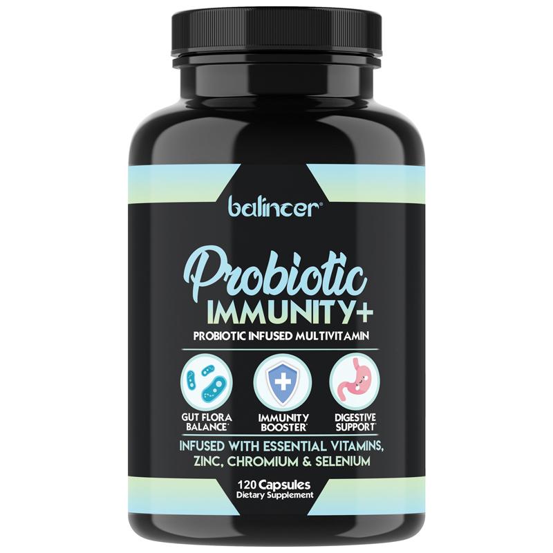 Probiotic Infused Multivitamin Dietary Supplement, Zinc, 120 Capsules Per Bottle 120 Capsules