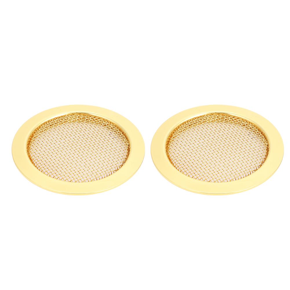 2PCS Resonator Guitar Sound Hole Cover Inserts Screen Metal for Parts(Gold)