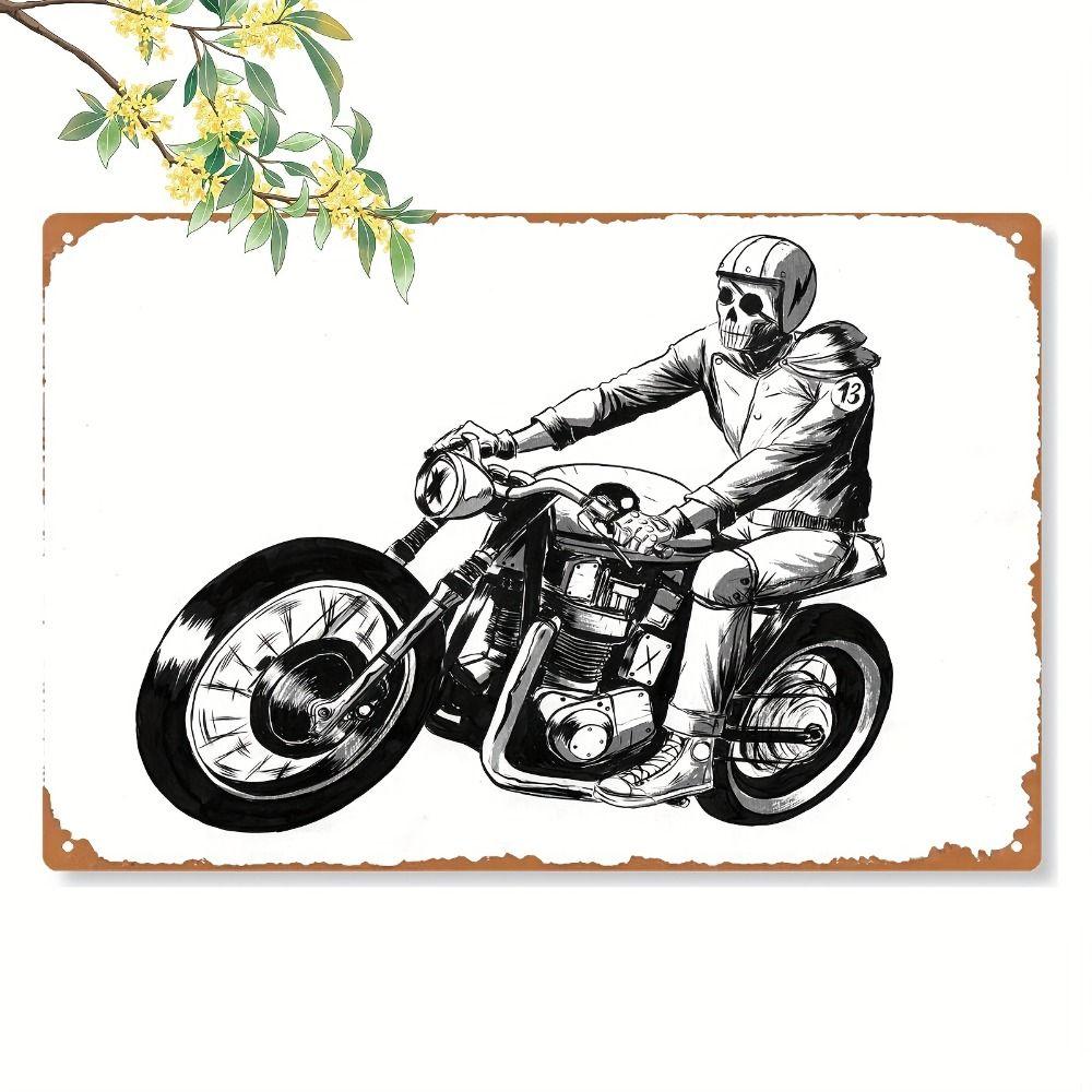 Vintage Motorcycle Metal Tin Sign Retro Biker Garage Wall Decor Industrial Style Art