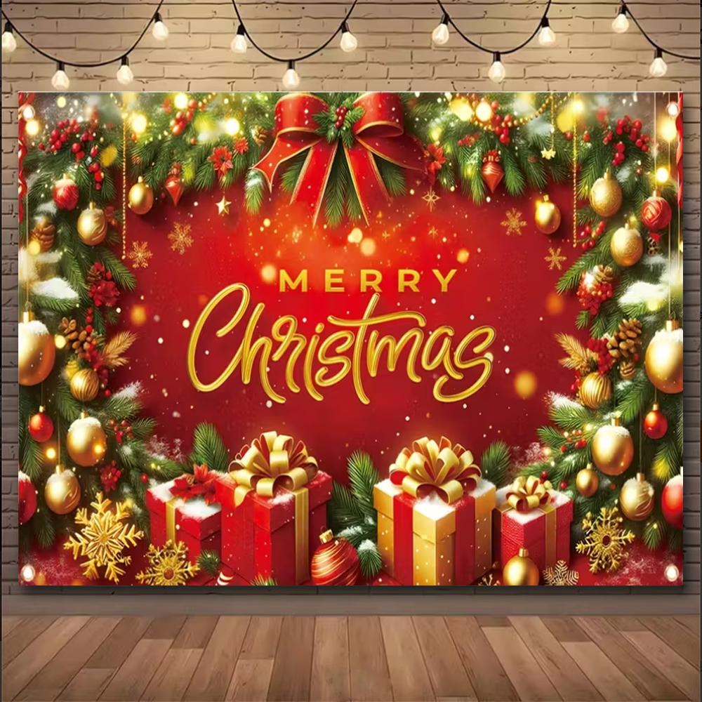 Christmas Winter Background Vintage fireplace Party Decoration Children's Photo Studio Supplies Xmas Tree Lanterns Snowy Scenery
