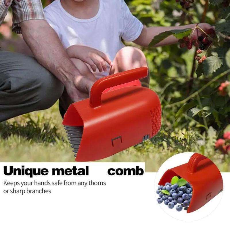 Blaubeerpflücker mit Metallkamm & Metallgriff, Plastikschaufel für Blaubeeren Preiselbeeren Huckleberries, Handliches Gartengerät zur Obsternte