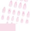 24 Pcs White French Tip Press On Nail Almond Shape Acrylic Nail Flowers Full Cover Stick On Nail 3D Bows False Nail