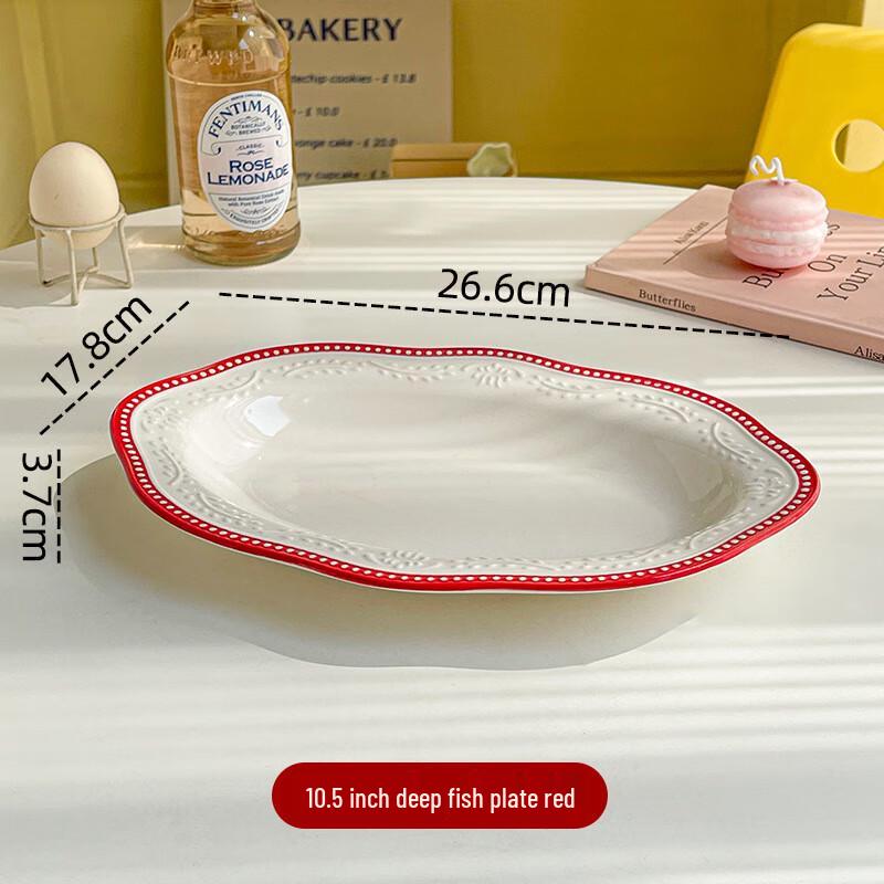 

LISMins Французский Ретро Красный и Синий Бордюр Набор Рождественских Обеденных Тарелок