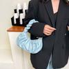 Square Pleated Handbag Phone Bag PU Leather Underarm Bag Luxury Cloud Bag  Ladies