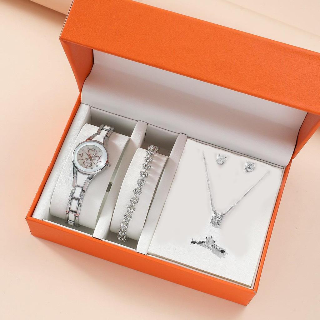 5-Piece Women's Versatile Quartz Wristwatch Set with Steel Band