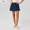 New Pleated Leg Length Yoga Shorts Skirt Women's Fake Two Anti-light Tennis Sports Skirt S