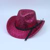 New Gold Silk Western Cowboy Hat Women's Stage Woolen Hat Top Hat Men's and Women's Party Festival Hat