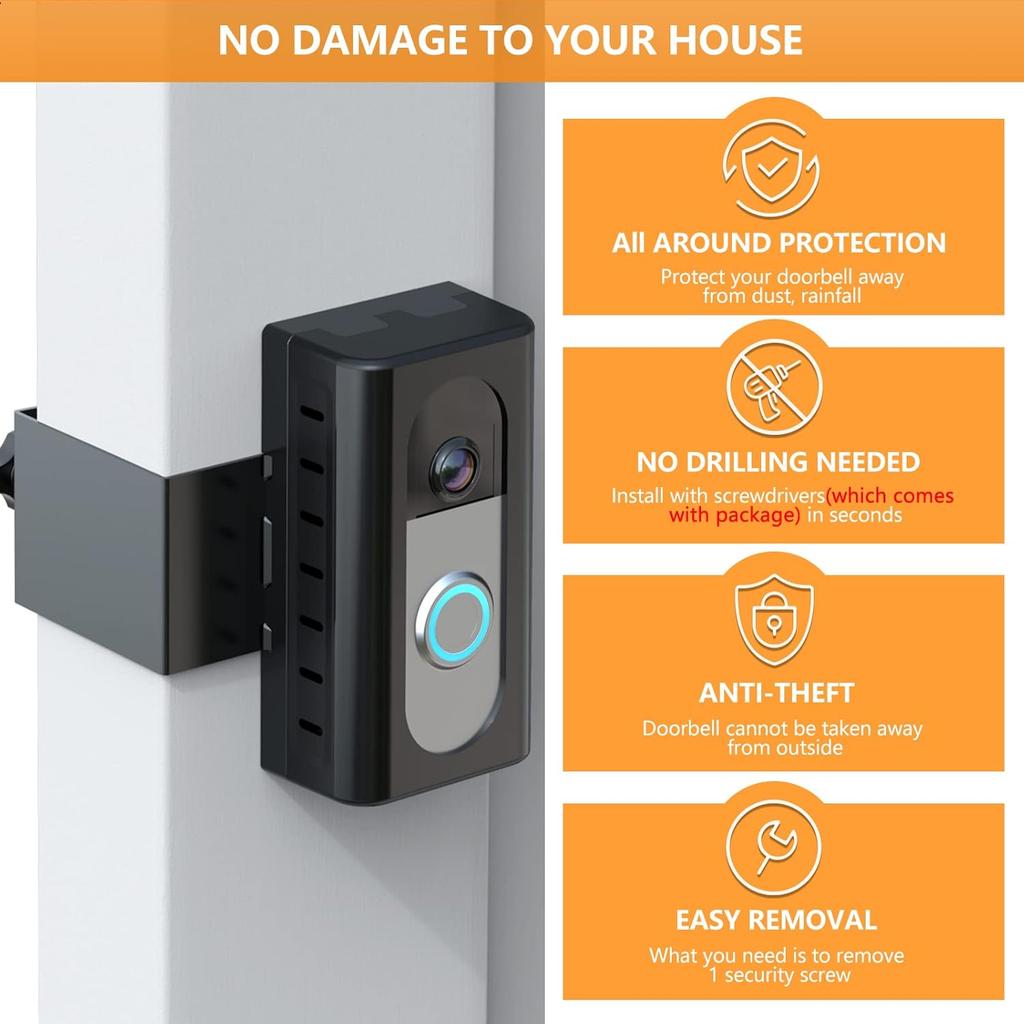 QIBOX Anti-Theft Video Doorbell Mount Compatible with Ring/Blink Wireless Video Doorbell 4/3/3 Plus/2/1/(2020 Release), Adjustable No-Drill Mounting