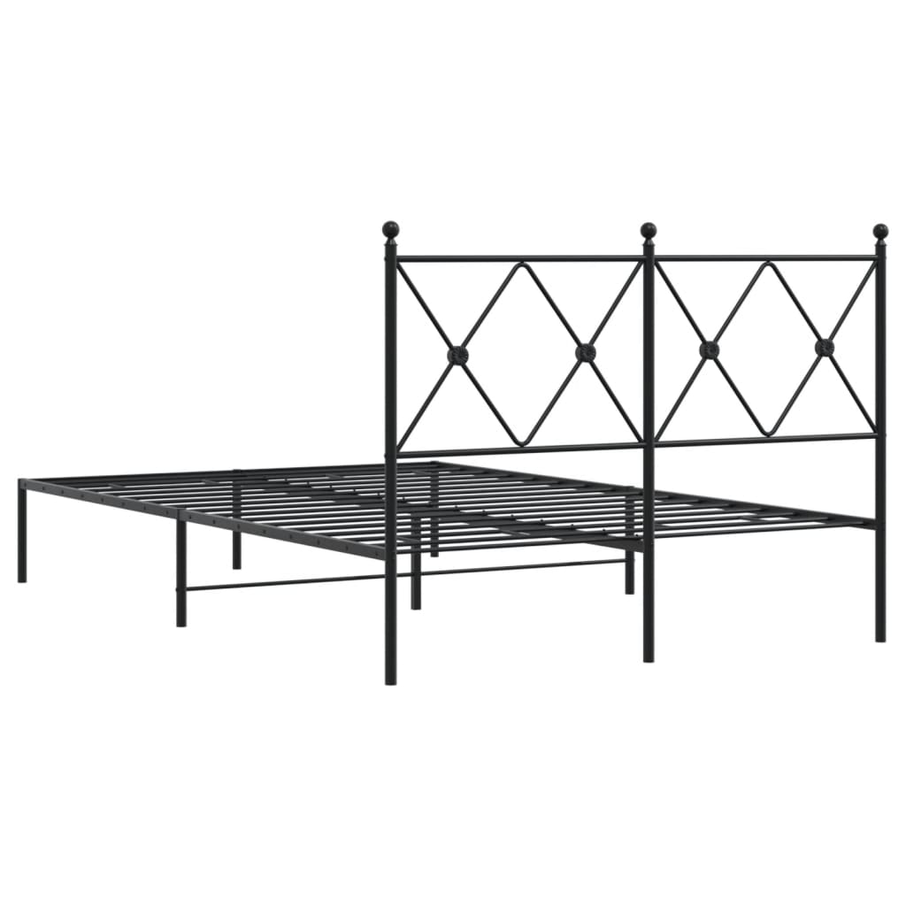 Metal Bed Frame with Headboard Black 120 x 200 cm