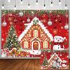 1pc2D Flat, Christmas Gingerbread House Background Banner for Festival, Photo Booth Party Decoration, No Power Required Wsj