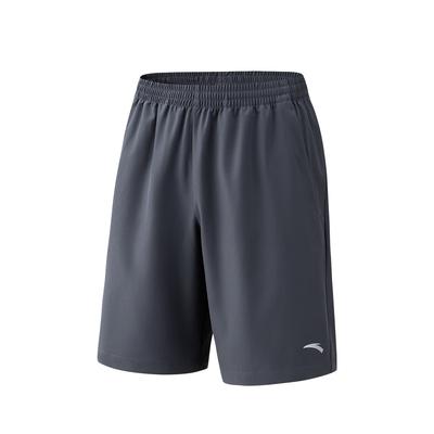 Plain Logo Print Elastic Waist Straight Leg Sports Casual Woven Shorts Men Bottoms Gray 952627502-4
