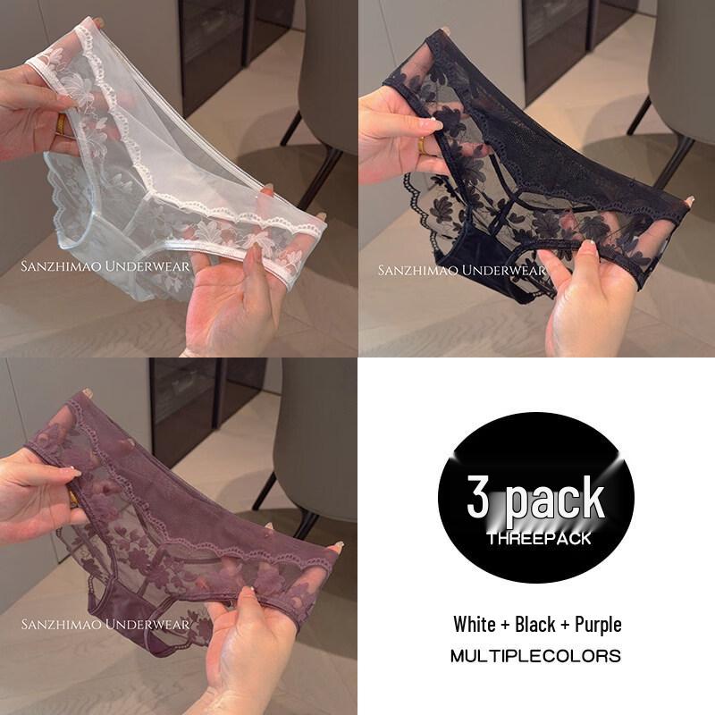 

KJ Women s French Lace Low-Rise Briefs Multipack