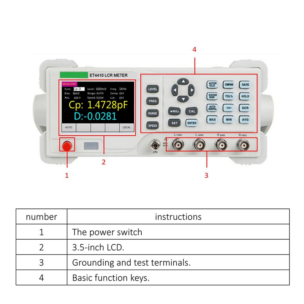 Benchtop Digital   Meter 100H -100KH  High   Digital Meter Resistance Inductance Capacitance Tester 0.1% Accuracy 3.5-inch LCD Display
