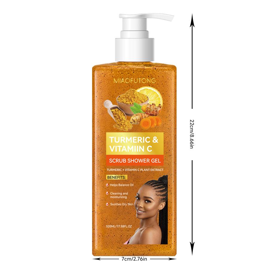 1PC Turmeric Body Wash 520ml Body Scrub Cleansing Exfoliating Moisturizing Brightening Body Wash 520ML