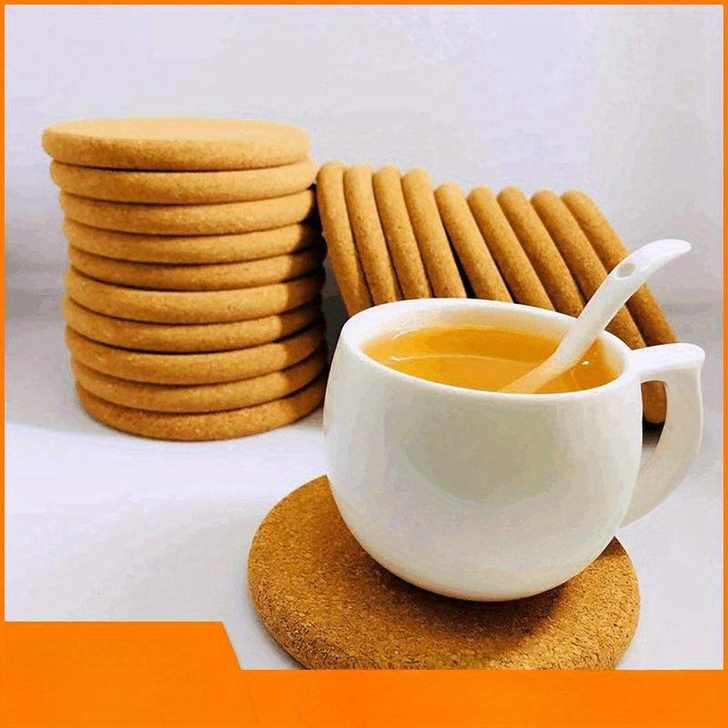 

5 шт. изолированная круглая мягкая дубовая подставка для кофе из массива дерева полированная круглая пробковая подставка для кофе D100*5mm жёлтый