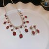 "High-End Luxury Drop Necklace and Earrings Set - European and American Niche Versatile Jewelry"