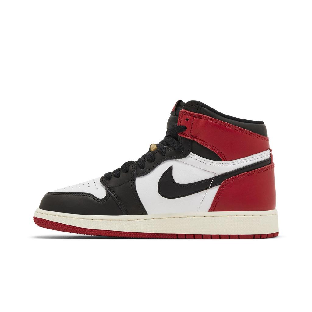 Air Jordan 1 Retro High OG Grade School 'Black Toe Reimagined' (Unisex) Black / Black / Varsity Red / White Kids' Basketball Shoes FD1437 106