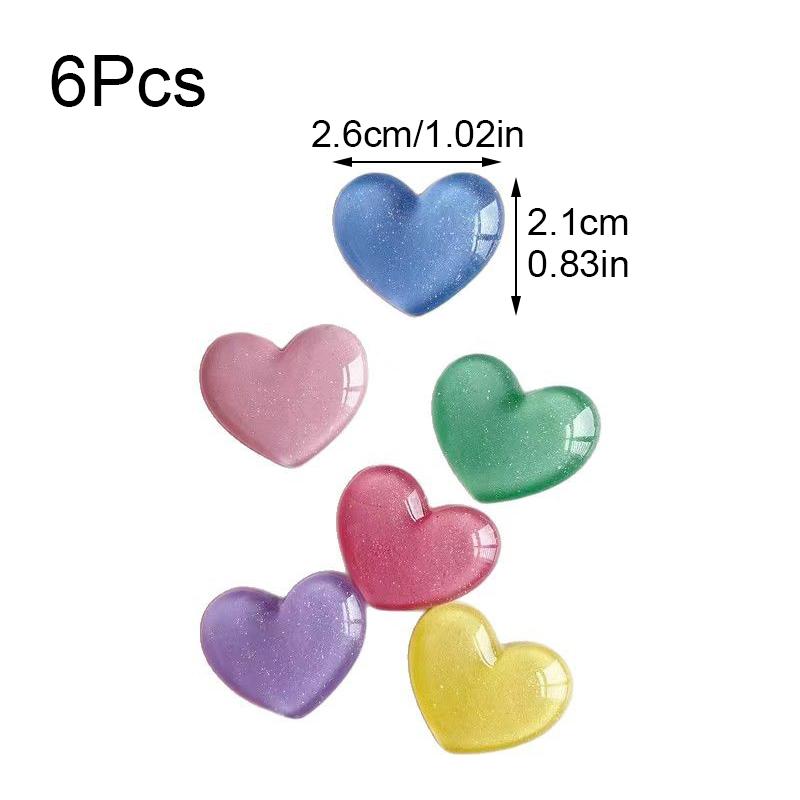 

6PCS Glitter Resin Charms Resin Jewelry Decor Multicolor Resin Embellishments Epoxy Resin Craft Accessories 2.6x2.1cm 6pcs