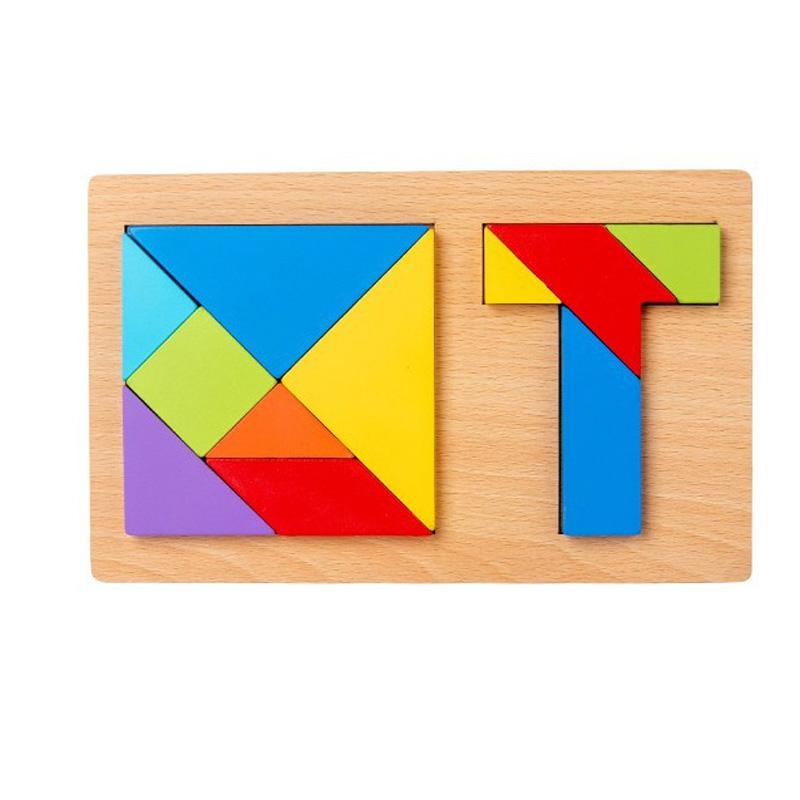 3D Wooden Puzzles Heart Egg Tangram Geometric Shape Kids Cognitive DIY Jigsaw Early Learning Educational Toys