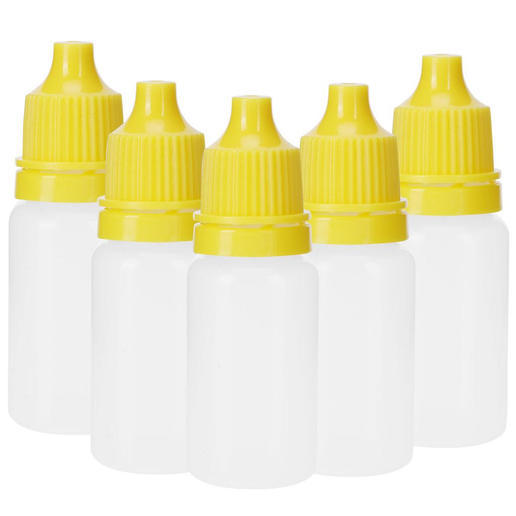 50Pcs 10ml Eye Liquid Bottle Portable Squeezable Empty Eye Drops Container with Plugs LidYellow