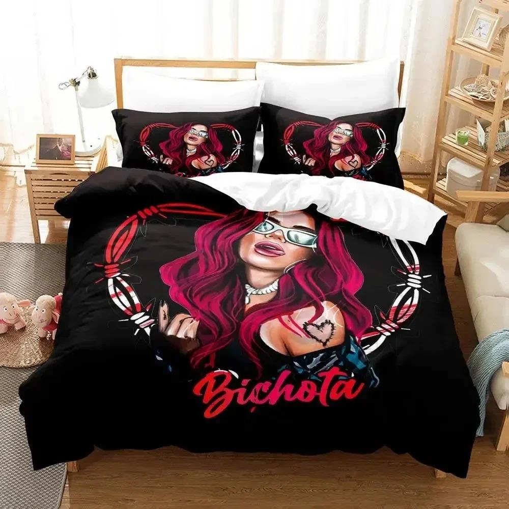 

3D Print Singer Karol G Bedding Set Duvet Cover Bed Set Quilt Cover Pillowcase Comforter King Queen Size Boys Adult Bedding Set EU single(135x200cm)