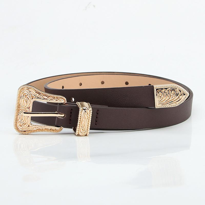 

Retro Ladies Slim Alloy Belt For Elegant Casual Wear коричневий