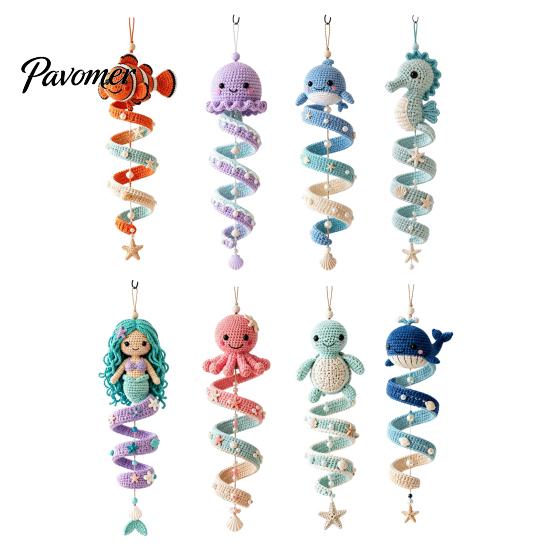 Padrão Fácil de Animais de Crochê Tema Oceano Kit Espiral, Artesanato Decorativo DIY, Conjunto de Tricô de Animais Marinhos Montagem Ornamento Pendurado para Árvore de Natal