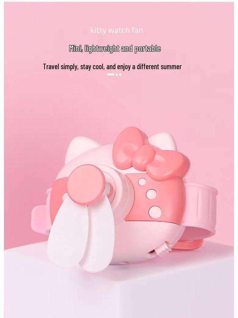 Hello Kitty USB Rechargeable Portable Mini Fan Bracelet Toy.