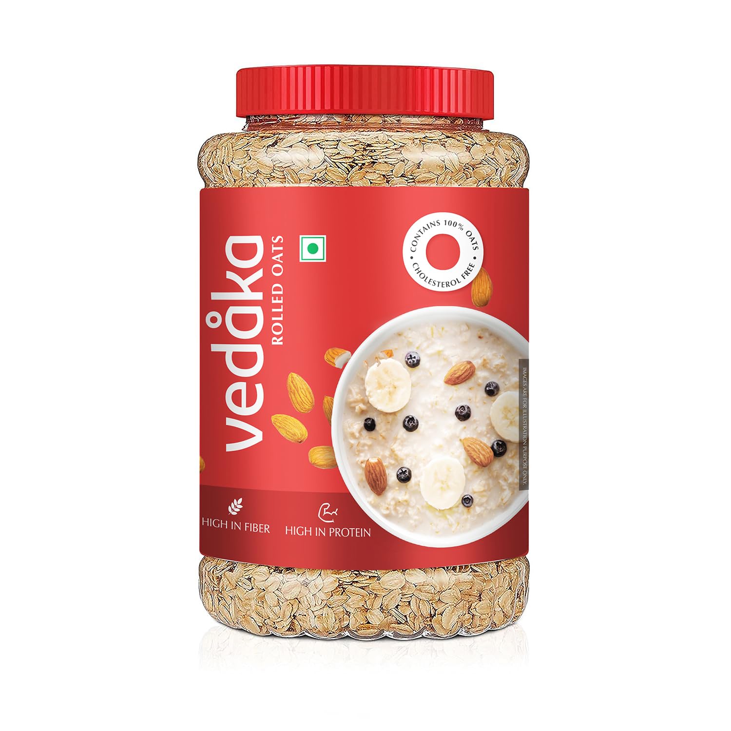Amazon Brand - Vedaka Rolled Oats | 1.2 Kg Jar | Contains 100% Oats | High in Protein