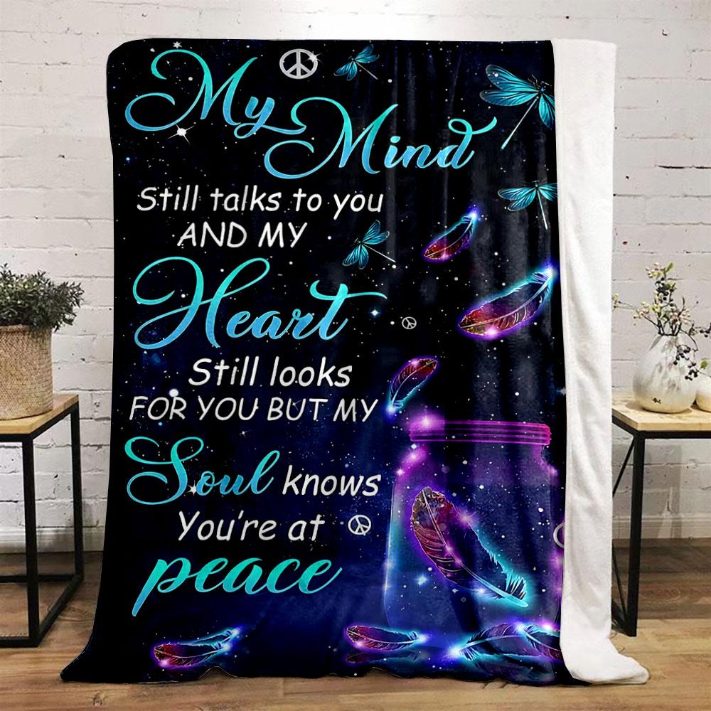 My Mind Still Talks To You Memorial Blanket Bedroom Blanket for Livingroom Couch Lunch Break Soft Throw for Friend's Festival Gift