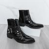Men's Autumn Shiny Pointed Toe High-Top Chelsea Leather Boots - British Style, Formal or Casual.