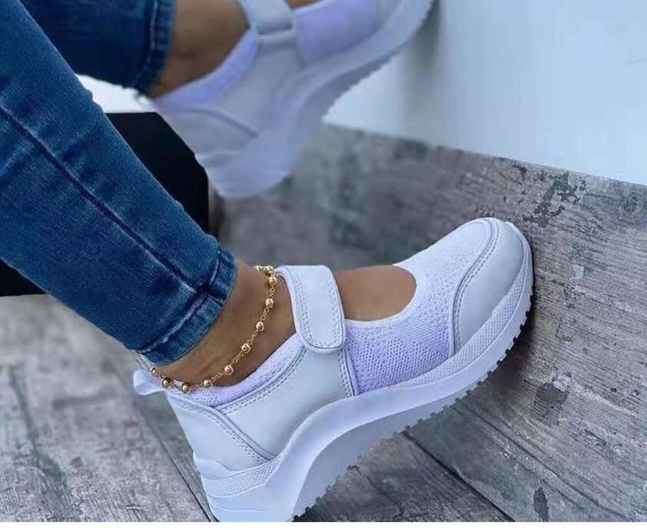 

Новые повседневные туфли женские летние 2025 года новые туфли на липучке с наклонным каблуком повседневные спортивные женские туфли большого размера 43