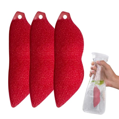 Pea-shaped Bottle Cleaner Brushes for Cleaning the Inside of Narrow-mouth Bottles, Including a Cup Scrubber and a Pea-shaped Bottle Brush. Includes 3