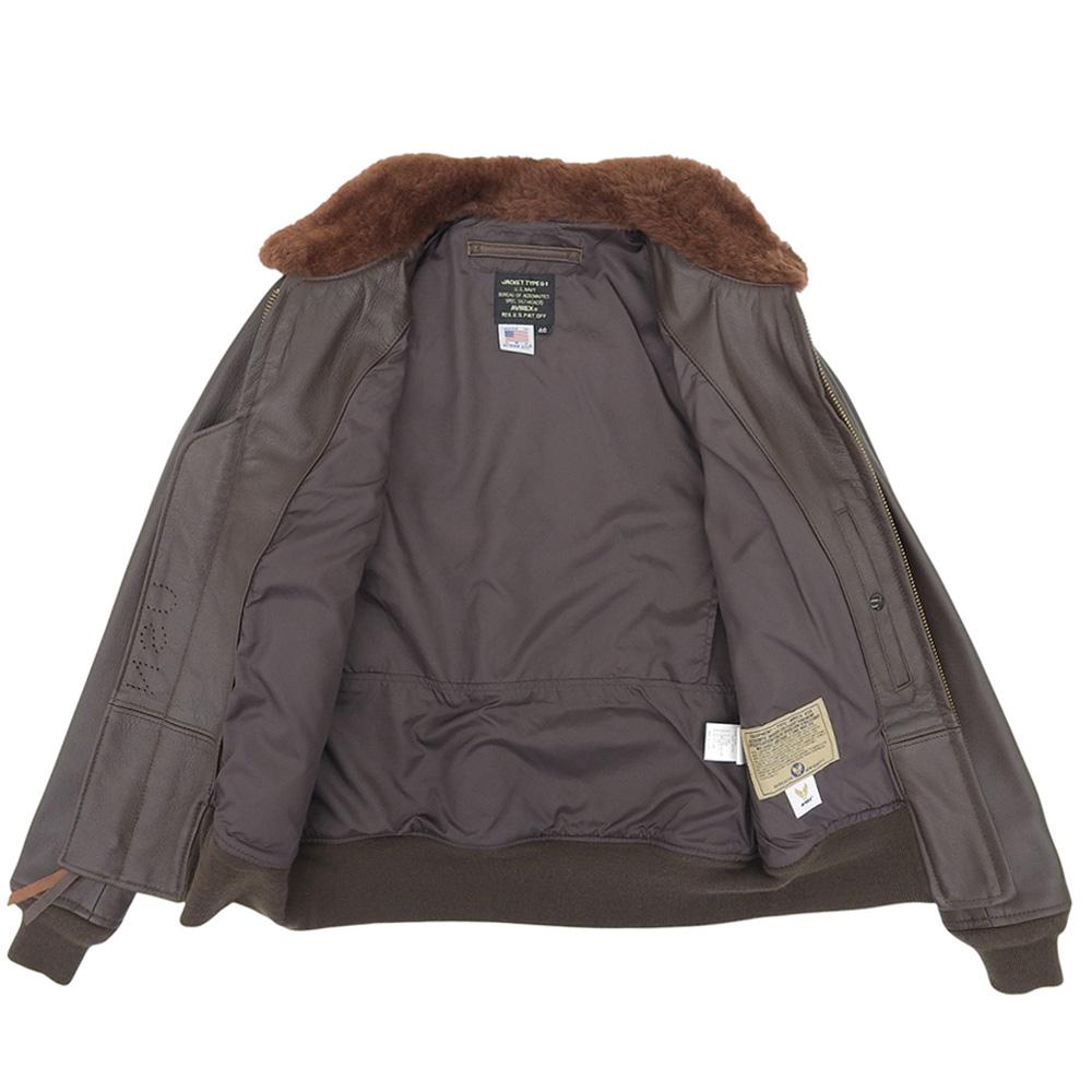 AVIREX Men's G-1 Goat Leather Flight Jacket with Boa Collar, Brown, Size 40, 6101027 Jacket 40 BrownUsed