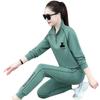 Sporty Casual Set for Women - Spring/Autumn Loose Large-sized Student Long-sleeved Running Suit Set of Two Pieces