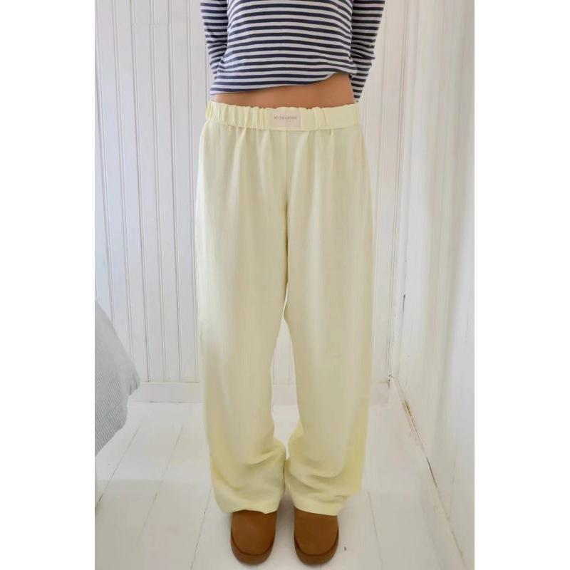 Spring And Summer New Solid Color Casual Daily Versatile Solid Color Floor Length Wide Leg Pants Casual Pants