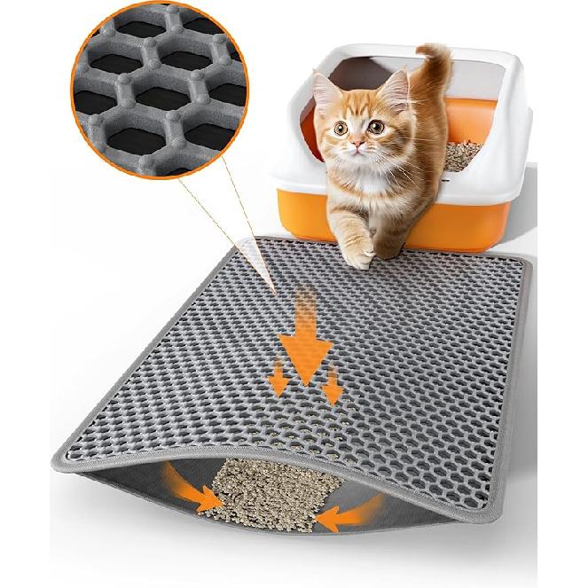 Cat Litter Mat - 23.2" x 14.6" Small Litter Box Mat with Double Layers, Urine-Proof and Non-Slip Litter Trapping Mat, Easy to Clean Kitty Litter Mats