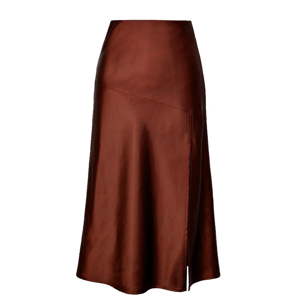 Women's New Satin Bustier High-waisted Elastic Split Long Skirt Sexy Splicing Package Hip Skirt Female