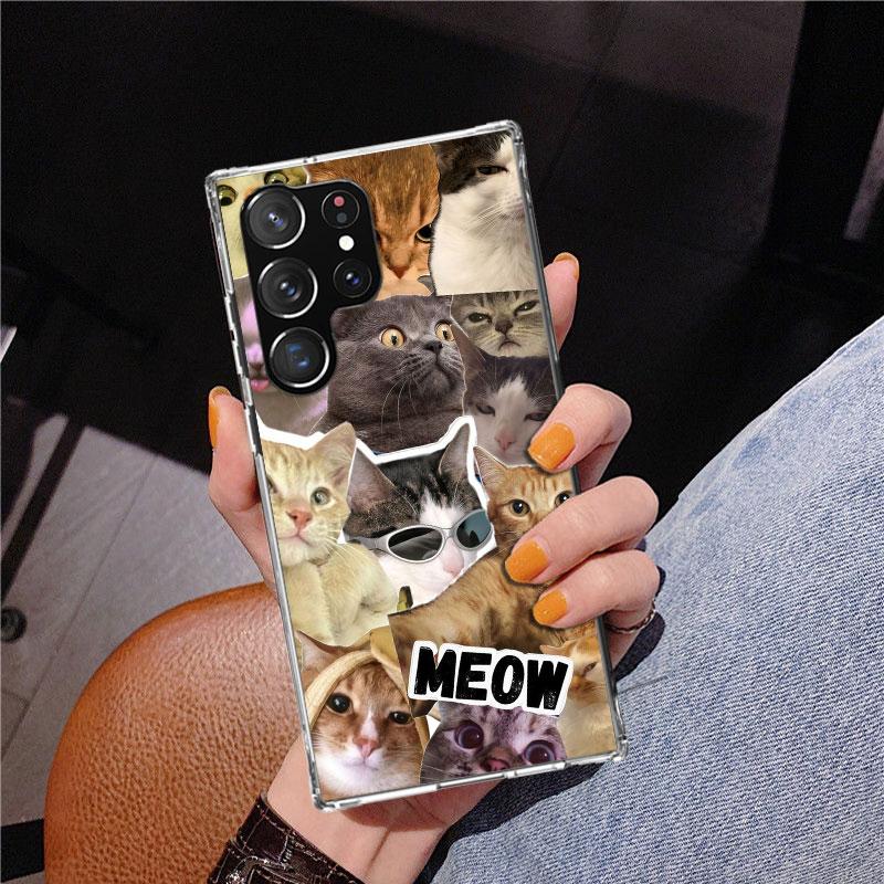 Crying Cat Memes Phone Case For Samsung Galaxy S24 S25 Edge S26 Ultra S23 S22 S21 Plus S20 FE + Personalized Print Cover Galaxy