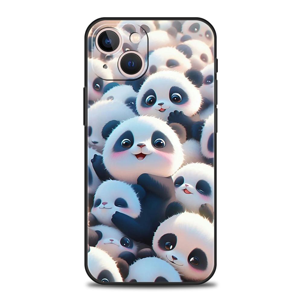 Cartoon Lovely Panda Phone Case for iPhone 16 15 14 13 12 Pro Max 11 Pro Max 7 8 Plus XS XR Shockproof Soft Shell Capas