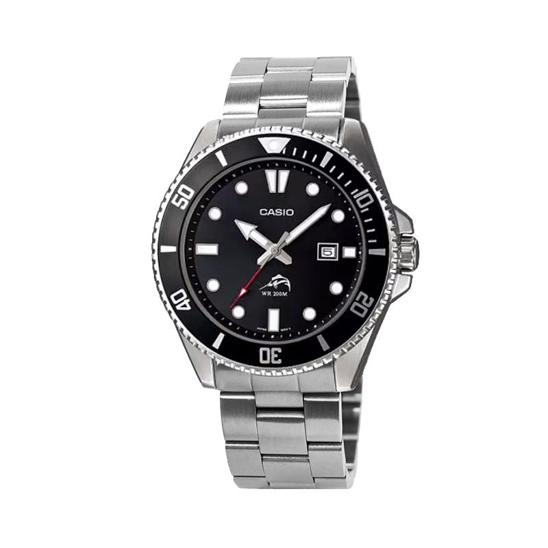 Casio Collection personnalisée MDV 106 1 Mouvement à Quartz Bracelet en Acier Inoxydable Montre Unisexe Cadran Noir MDV-106-1A(Watch4--)