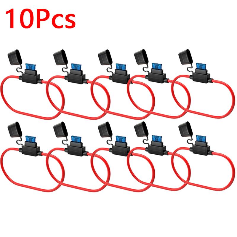 10Pcs Car Mini Waterproof Fuse Box Blade Type In Line Fuse Holder Power Socket 14AWG for 2V 30A Car Motorcycles Car Fuse Box