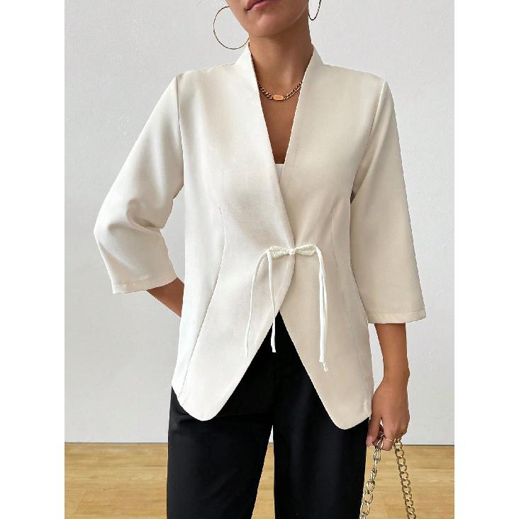 2026 Autumn New Women s Satin Buttoned Three-Quarter Sleeve Solid Color Coat S