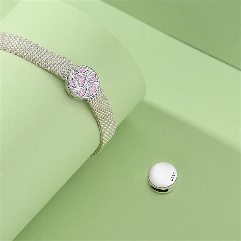 925 Silver Double Lucky Clover Guardian Lotus Flat Beads Fit Qikaola 925 Bracelets Fine DIY Jewelry For Women