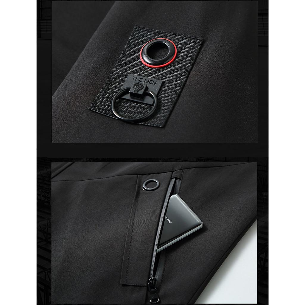 Wiosenno-jesienna męska wiatrówka średniej długości Plus Size Odzież robocza Kurtka wiatrówka z dużą kieszenią 4XL-10XL