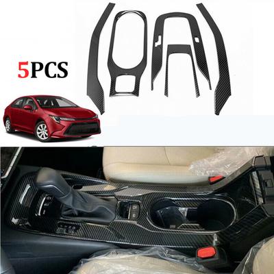 Carbon Fiber Look Gear Panel Cup Holder Cover Trim For Toyota Corolla 2019-2021