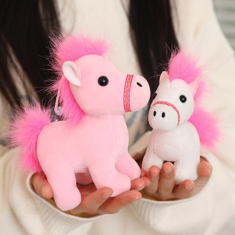 

Internet celebrity pony doll plush toy children s zodiac doll rag doll black horse white horse year mascot 15cm