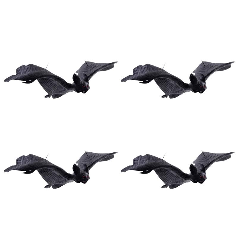 4Pcs Scary Realistic Bat Hanging Ornament Wall Hanging Decorations For Garden Window Display Halloween Celebration