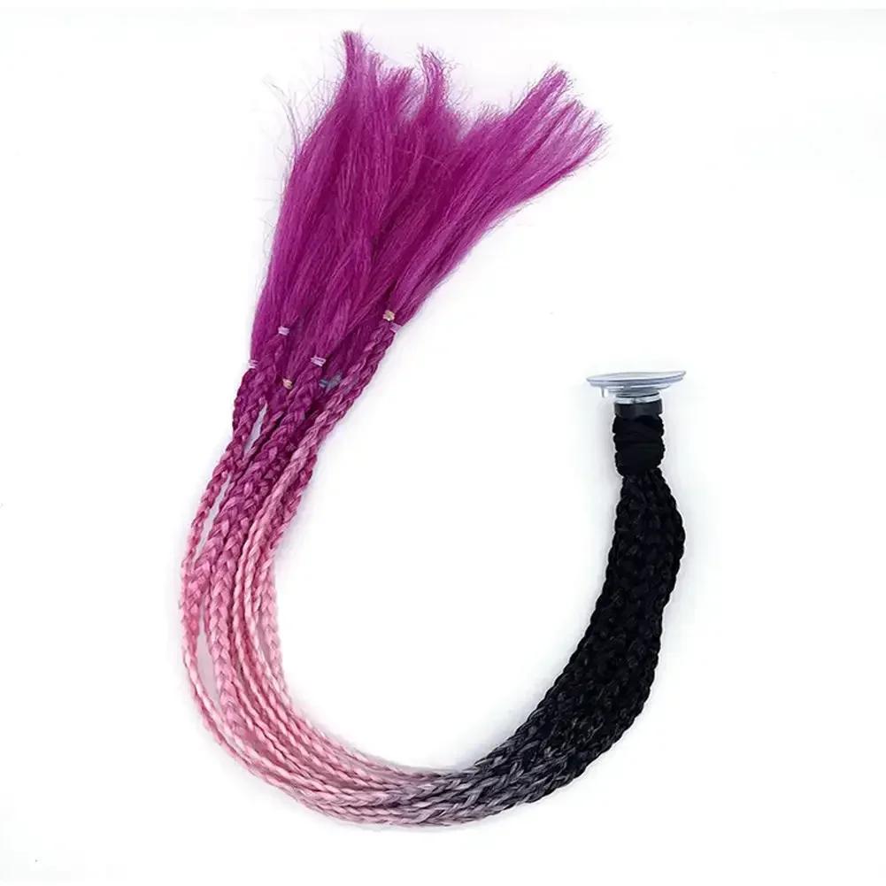 Helmet Dreadlocks Braid For Helmet Motorcycle Dreadlocks Dirty Braid Pigtail Gradient Synthetic Twist Braid Ponytail With Sucker